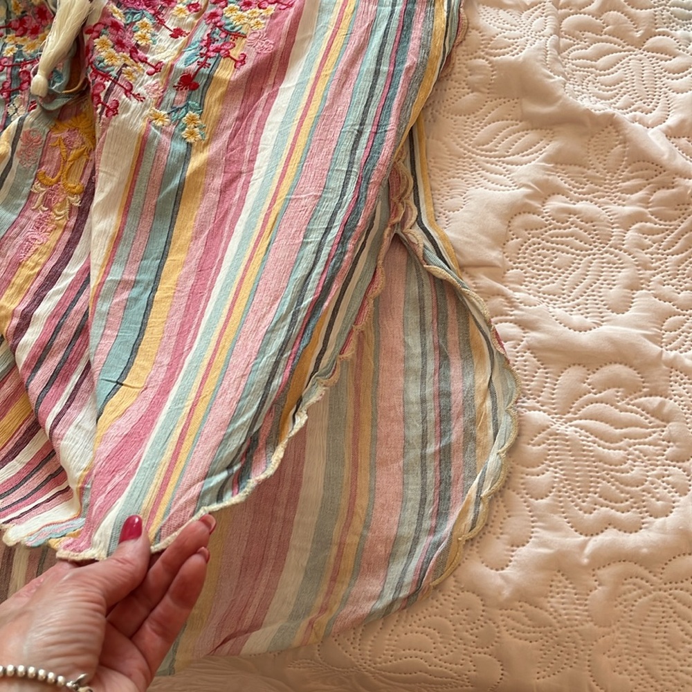 Savanna Jane Striped Floral Tassel Blouse - Picture 7 of 8